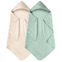 👣 2er Set Baby Kapuzen-Handtuch / Bademantel