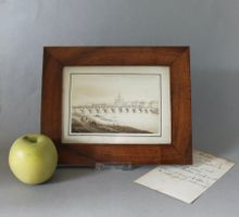 DIE DRESDNER BRÜCKE. UMRISSRADIERUNG. 19.JAHRHUNDERT.