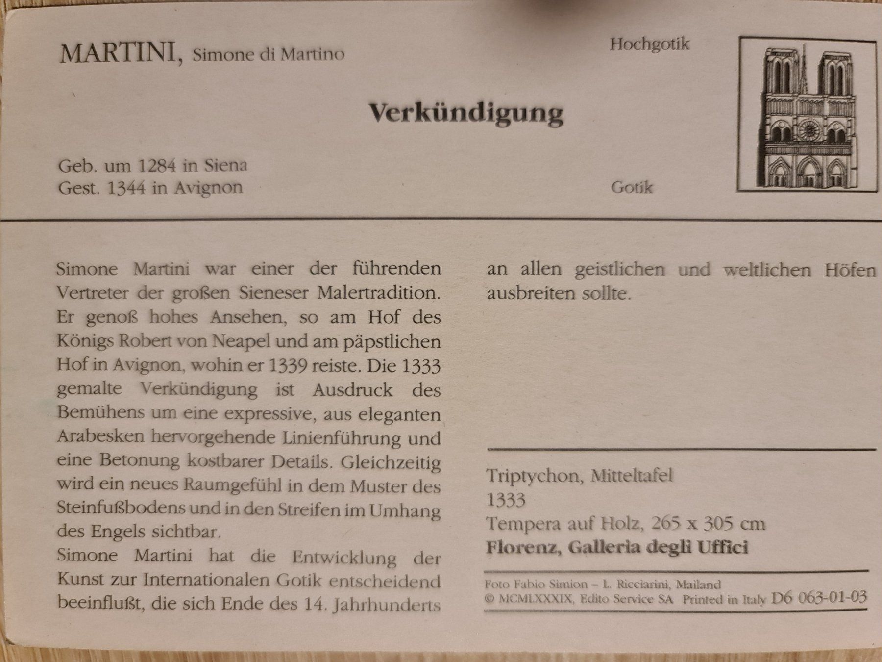 Ansichtskarten: Simone di Martino Verkündigen – Gebraucht aus Dintikon von Vexi 1