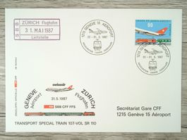 TR10 Enveloppe + Timbre Suisse 1987