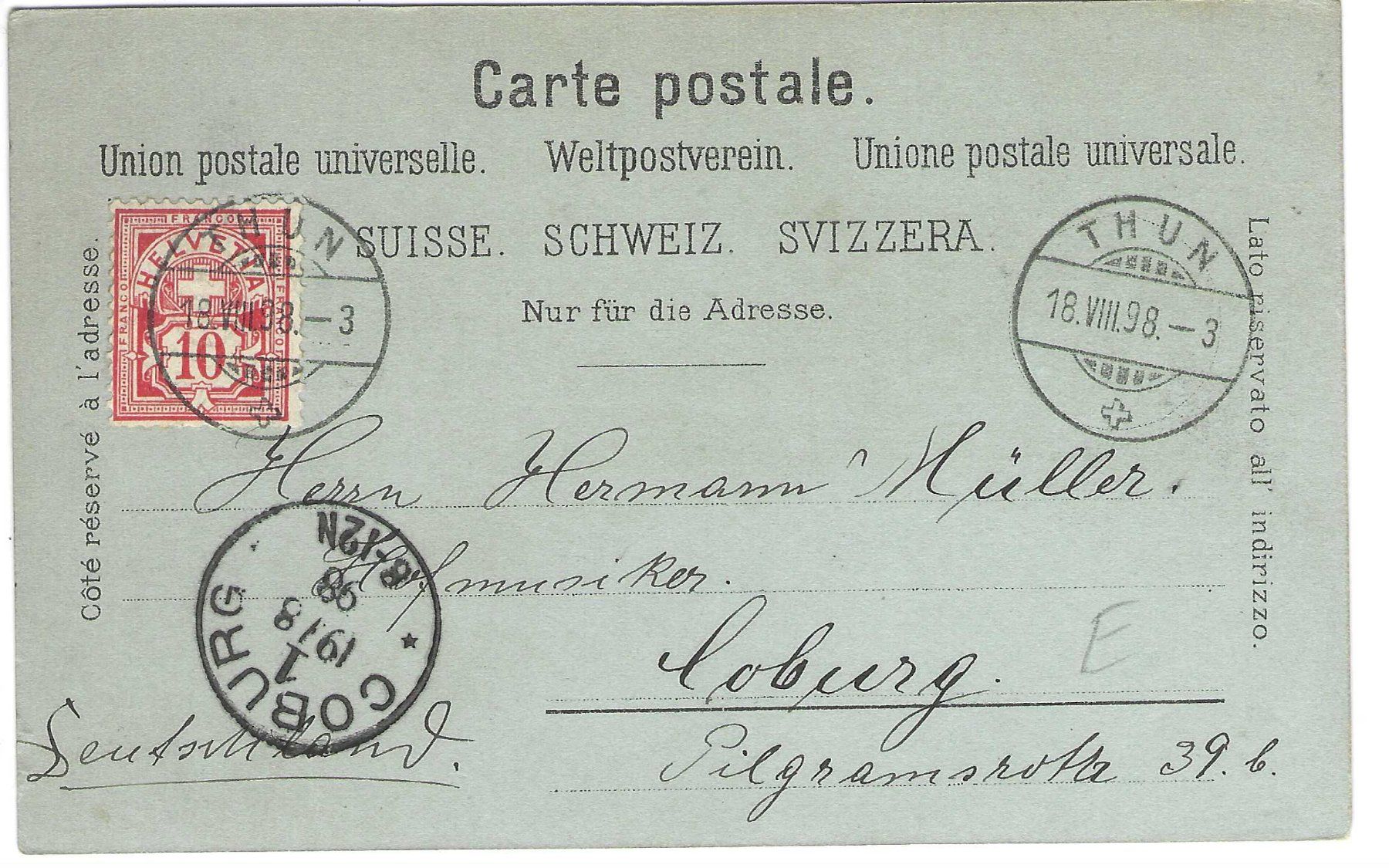 Cartoline postali: Gruss aus Thun, Litho – Usato da Wildhaus venduto da Brunphil 1