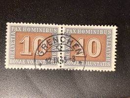 Schweiz 1945 PAX Paar 10 Rp Vollstempel GRENCHEN 12.IX.45