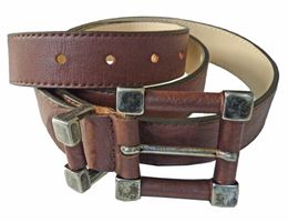 Gürtel Herren Leder braun mit eckiger Schnalle 100-110 cm