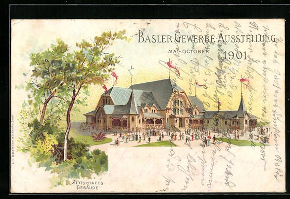 Cartoline postali: Litho Basel, Gewerbe-Ausstellung 1901, W – Usato da Berlin venduto da bartko-reher