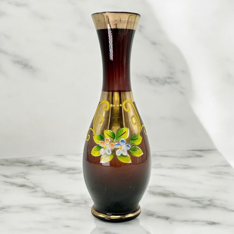 Verres D'art Murano En Verre Doré, Flaqué, Tige De Cygne - Set Occasion
