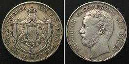Vereinstaler BADEN Taler 1867, FRIEDRICH Silber ss-vz