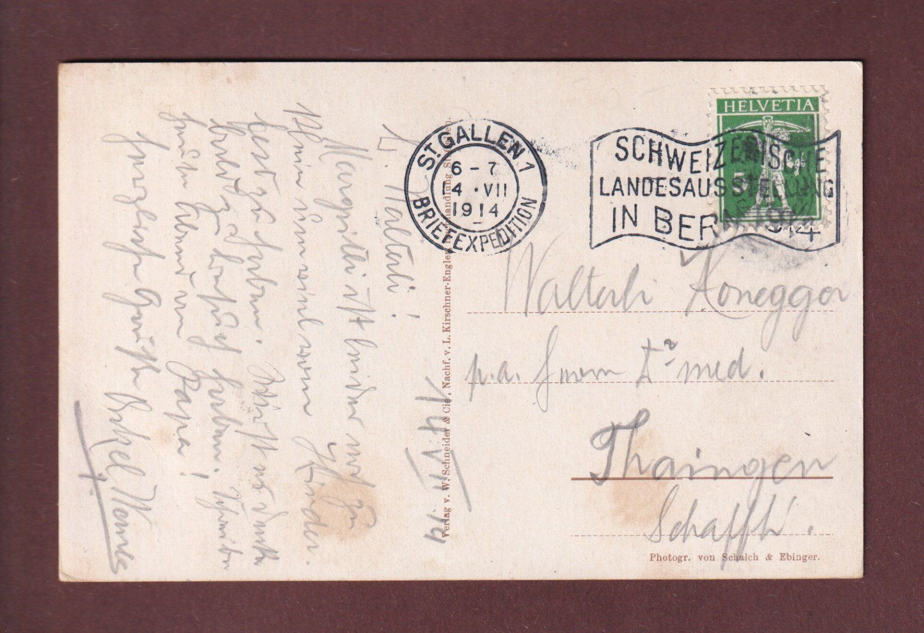 Cartoline postali: ST. GALLEN - Jugendfest - 1914 – Usato da Pully venduto da nicecards 1
