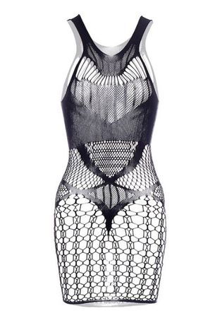 NEUES schwarzes Erotik Netzkleid für Gr. XS, S, M - 222636