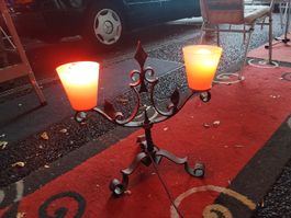 Tischleuchte Schmiedeeisen zwei lampen Schirme 