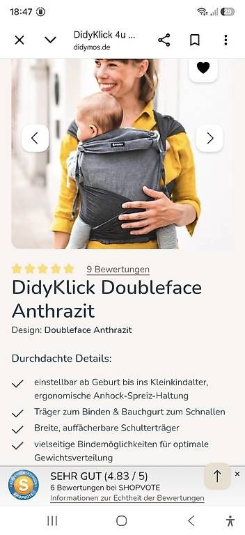 Marsupi portabebè: Babytrage Didymos DidiKlick  Halfbuckle  Trage – Usato da Tafers venduto da vir_zz76 1