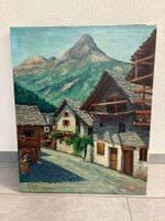 53x 65/ F. Huber/ Ölgemälde Bergdorf im Sommer Wallis