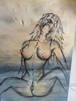 Gemälde Akt Frau, Kunst, Zeichnung, Vintage, Sommerliche Sti