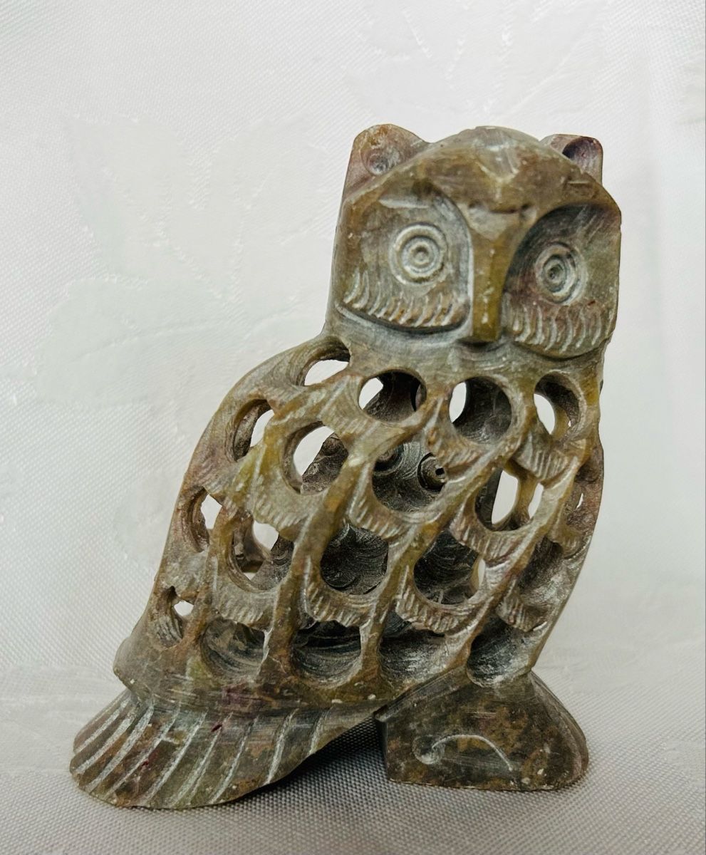 Statuette: 5 Eulen aus Speckstein, geschnitzt – Usato da Lengnau AG venduto da Mefari 3