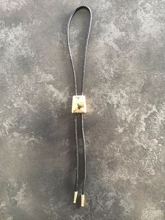 Vintage Western Bolo Tie – Goldfarben mit Cowboy-Hut