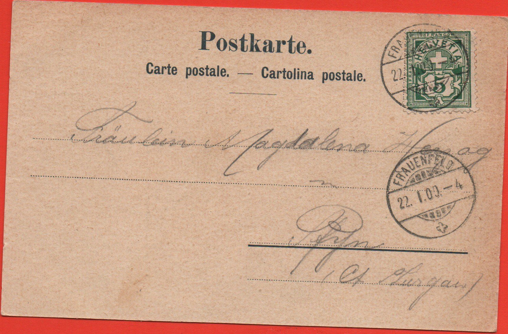 Cartoline postali: Litho FRAUENFELD Rathausplatz – Usato da Jona venduto da philajona 1