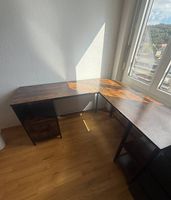 Eckschreibtisch/grosser Schreibtisch mit Stauraum, Holzoptik
