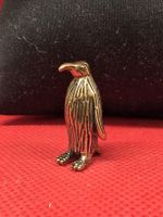 Pinguin Figur aus Messing kleine Dekoration goldfarben