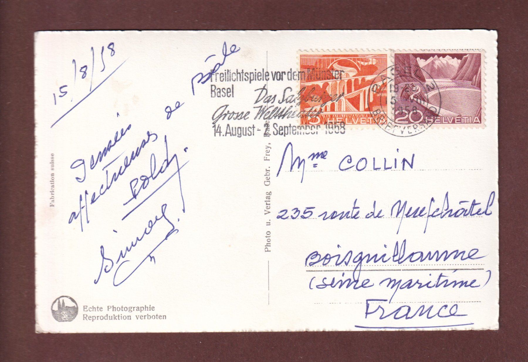 Cartes postales: BASEL - Marktplatz - Auto - 1958 – D'occasion à Pully par nicecards-shop 1