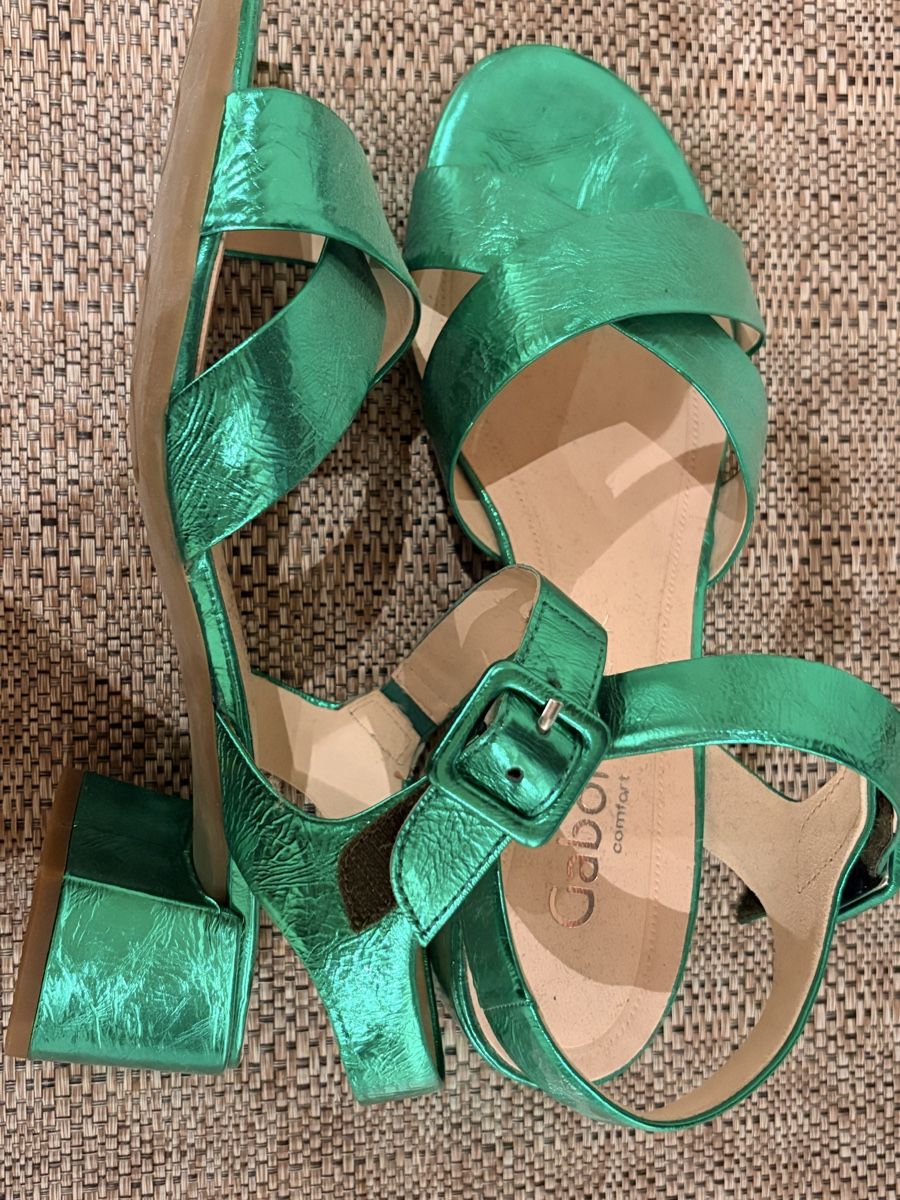 Gabor Scarpe da donna: Gabor Sandalen metallic Tannengrün – Nuovo (secondo la descrizione) da Zürich venduto da szw_lvm7 1