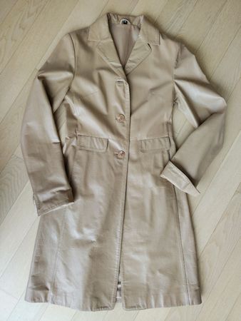 LEONARDO Leder Mantel Beige Size 36