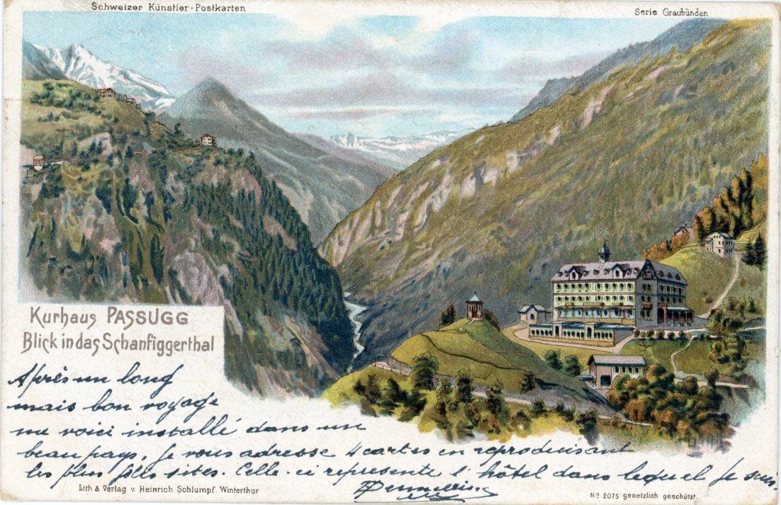 Cartoline postali: Passugg   GR  -  Blick ins Schanfiggerthal    um 1902 – Usato da Brig venduto da Valcards54