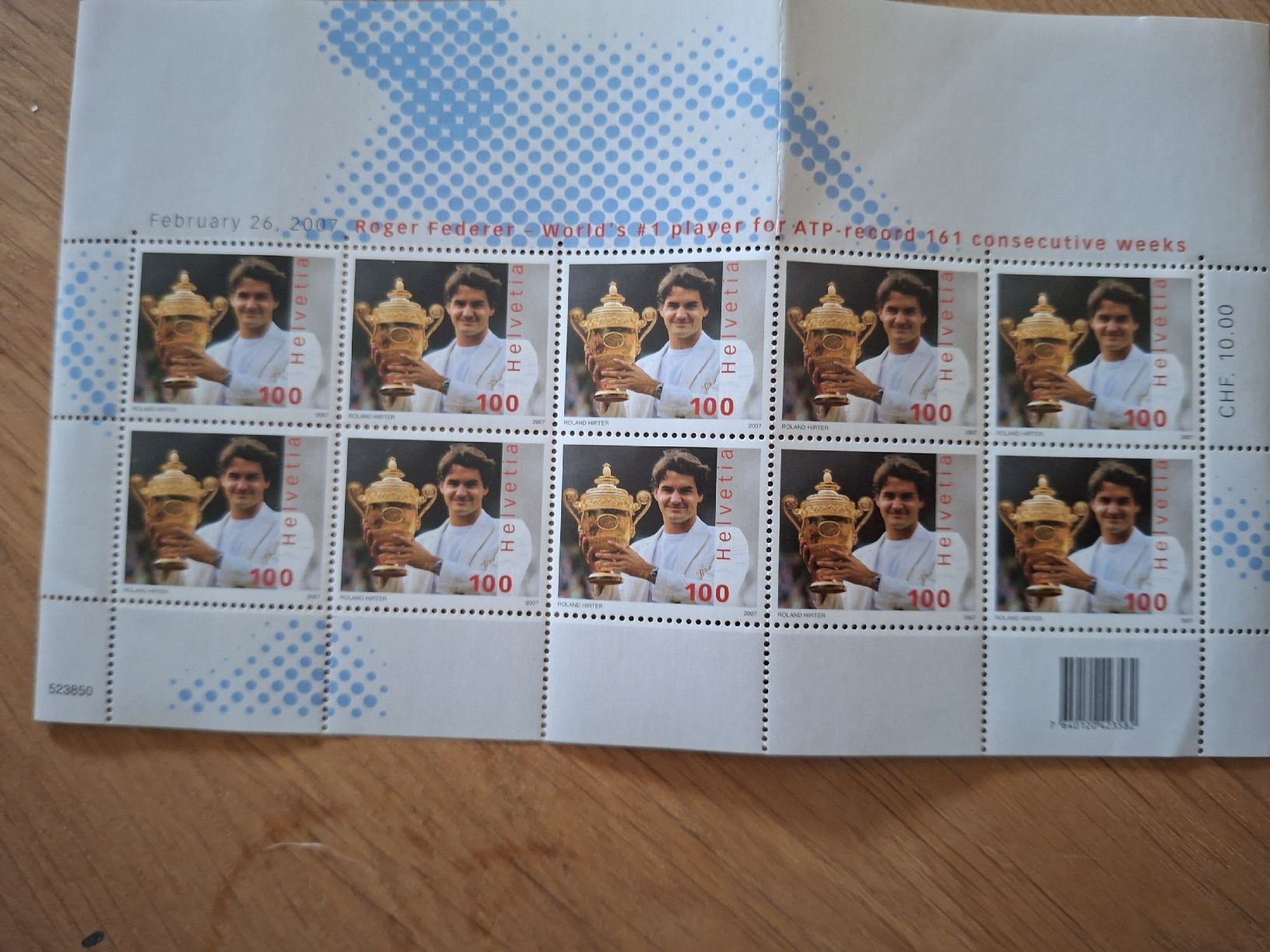 Tutti i francobolli: Roger Federer Briefmarken ATP Rekord  2007 – Nuovo e nell'imballaggio originale da Oberhasli venduto da Cortina 2