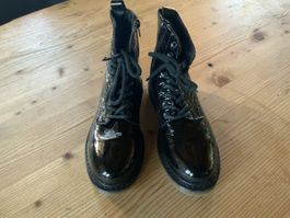 Stiefeletten schwarz Lackleder mit Schnürung gebraucht Gr.37
