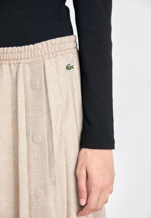 Lacoste Plissiert Hochtailliert Midi Rock Beige Gr. 36 NEU