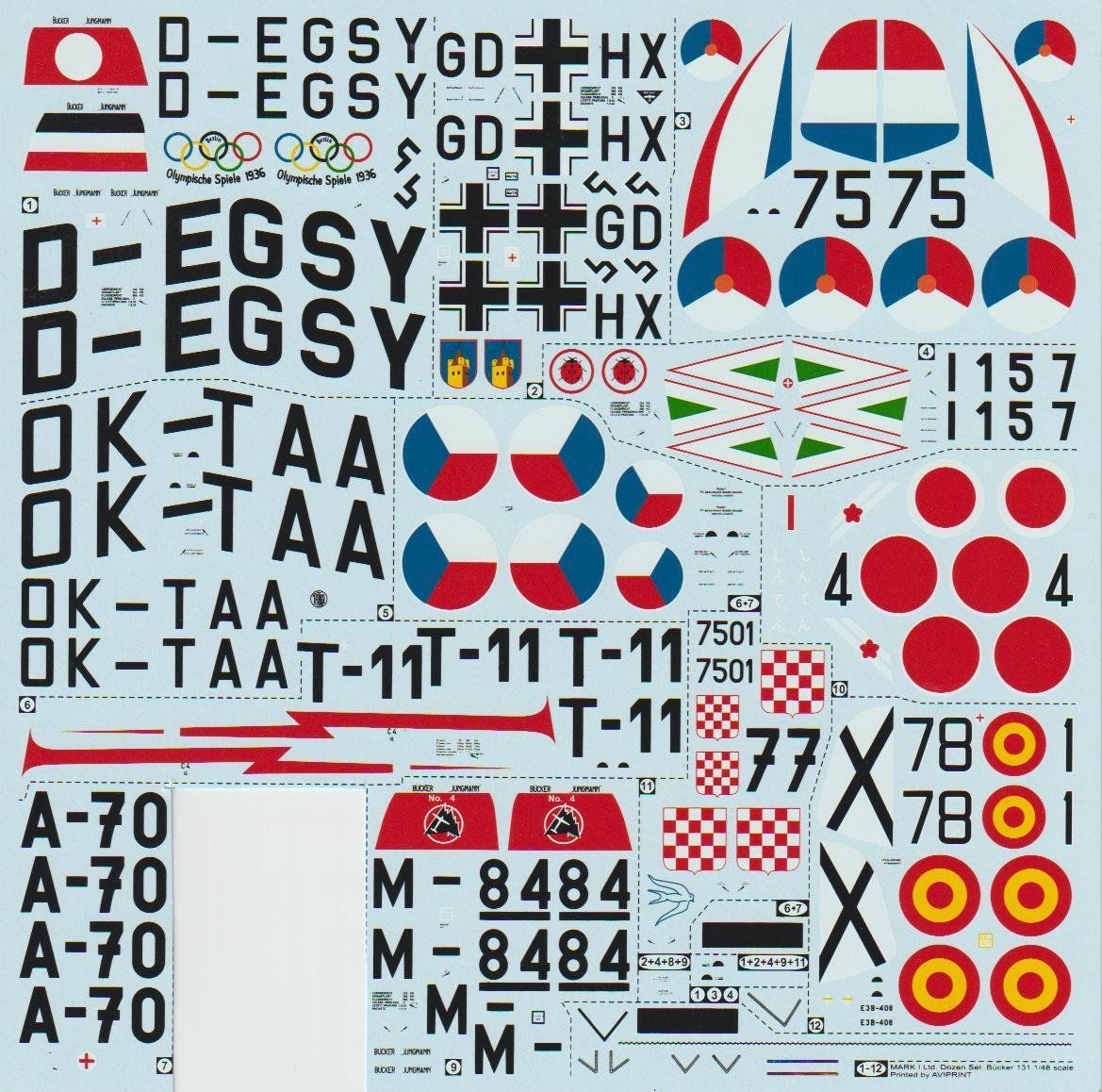 Kit di modellismo & Modellini statici: Decals zu Bücker Bü 131 Jungmann 1/48 – Nuovo (secondo la descrizione) da Bözen venduto da jackieoh 2