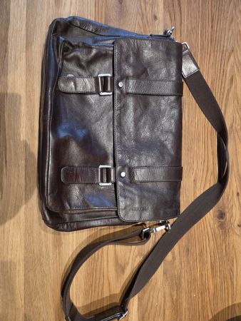 Borsa uomo PICARD pelle marrone, tracolla messenger