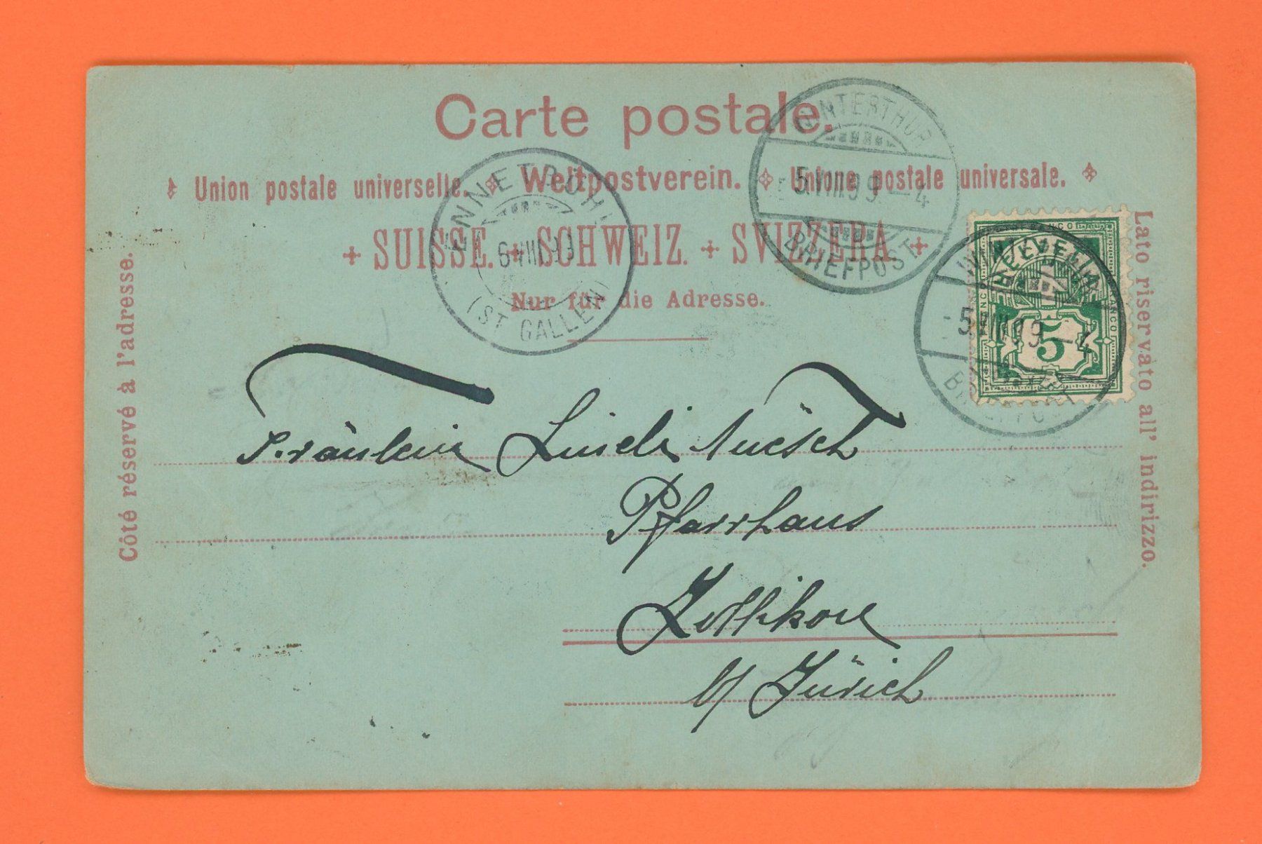 Cartoline postali: Winterthur Stadtkirche alte Ansichtskarte um 1900, selten – Usato da Opfikon venduto da Pritt04 1