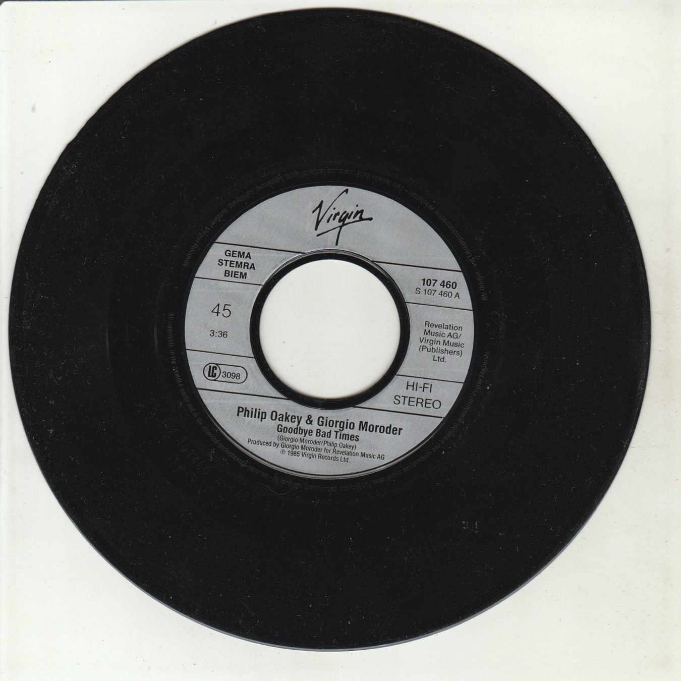 Dischi in vinile: Philip Oakey & Giorgio Moroder - Good-bye bad 7" Vinyl 1985 – Usato da Tübach venduto da JamesStone 2