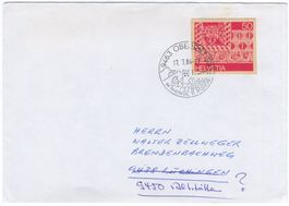 verbotener Postkarten-Wertstempel auf Brief von OBERRIET SG