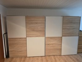 2 Kleiderschränke mit Schiebetüren Holzoptik Weiss gebraucht