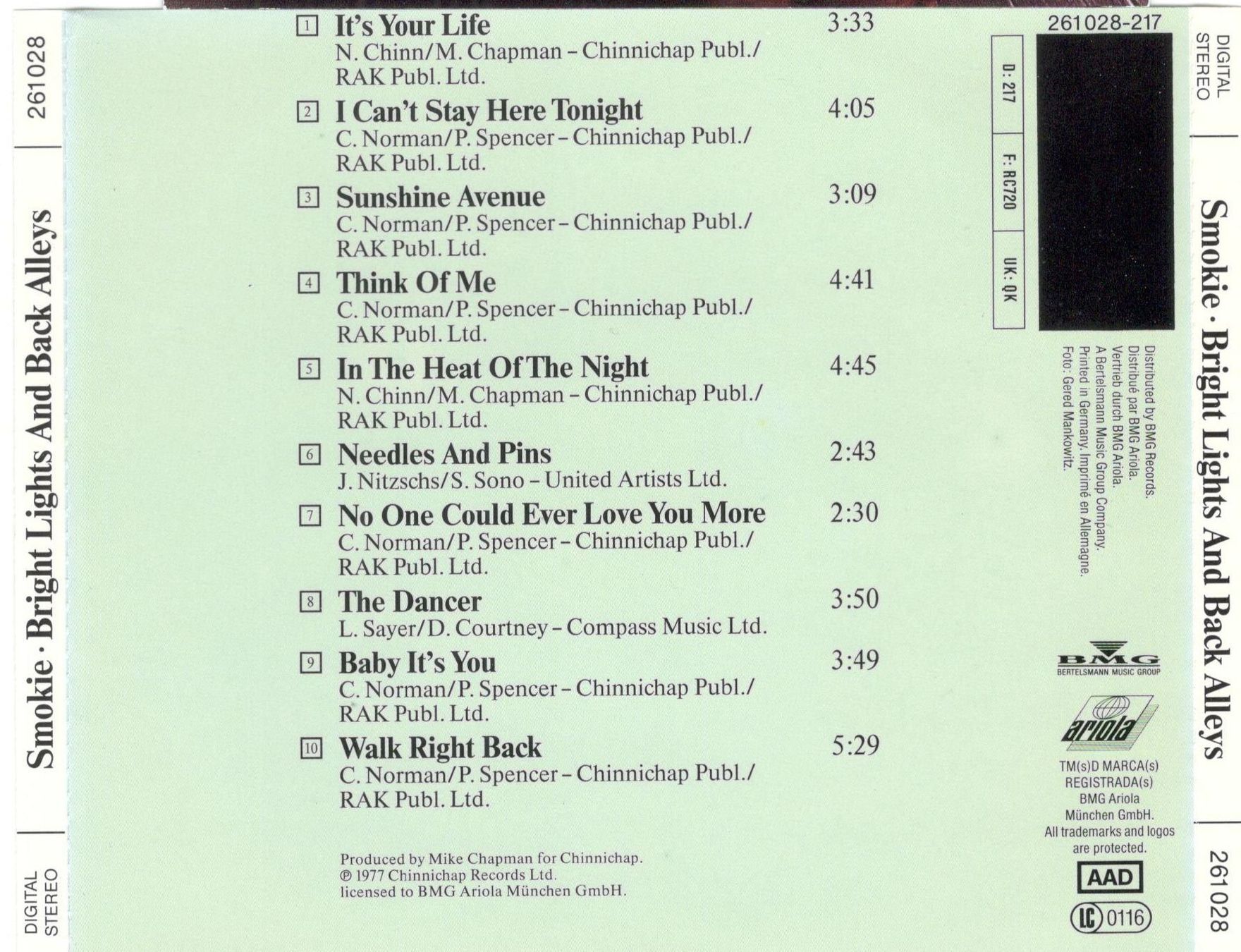 CD: Smokie CD Bright Lights And Back Alleys – Usato da St. Margarethen TG venduto da ursk10 1