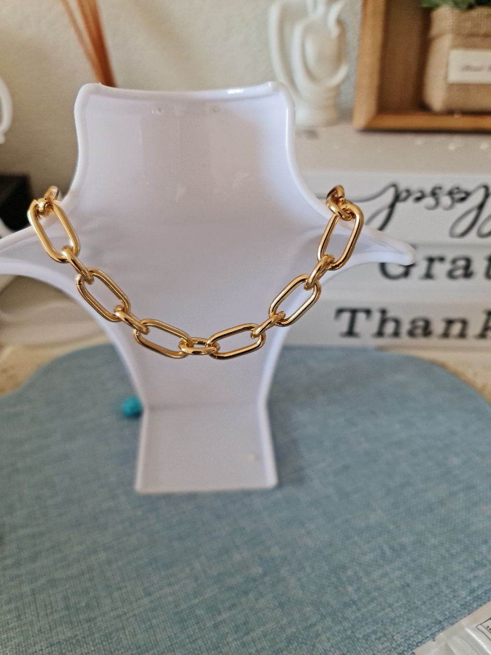 Altri gioielli: Gold Chain Necklace with Turquoise - Summer Statement! – Nuovo (secondo la descrizione) da Bouveret venduto da dou_g8q7 4