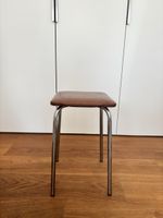 Hocker braun Kunstleder Metallgestell gebraucht