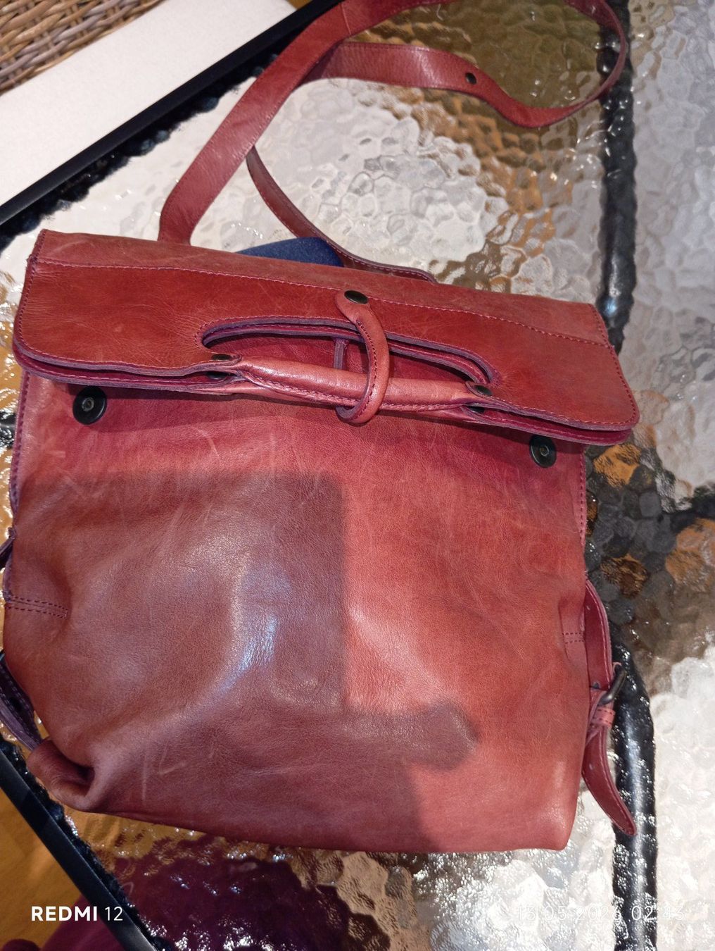 Zaini: Aunts & Uncles Leder- Rucksacktasche, weinrot – Usato da Ennetbaden venduto da abrso 1