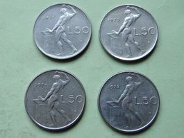 Italia - 4x 50 Lire Vulcano 1971 -1975 -1976 -1978