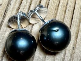 Tahitiperlen-Ohrstecker 12,1 - 12,3 mm grosse, natürlich!!