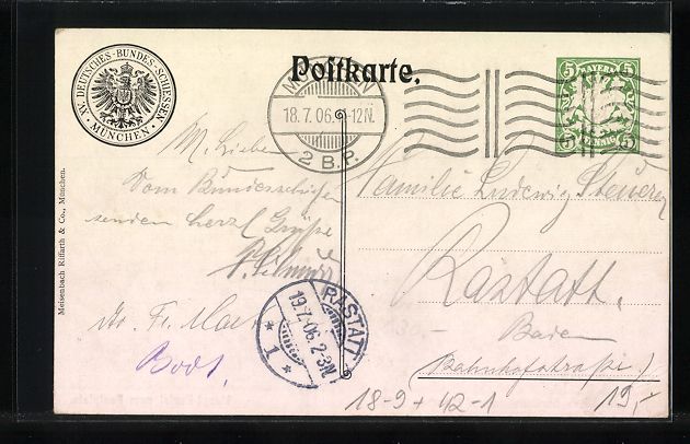 Cancelleria postale: München, XV. Deutsches Bundesschiessen  – Usato da Berlin venduto da bartko-reher 1
