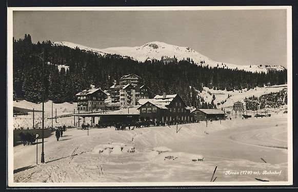 Cartoline postali: AK Arosa, Bahnhof im Winter, 1932 – Usato da Berlin venduto da bartko-reher