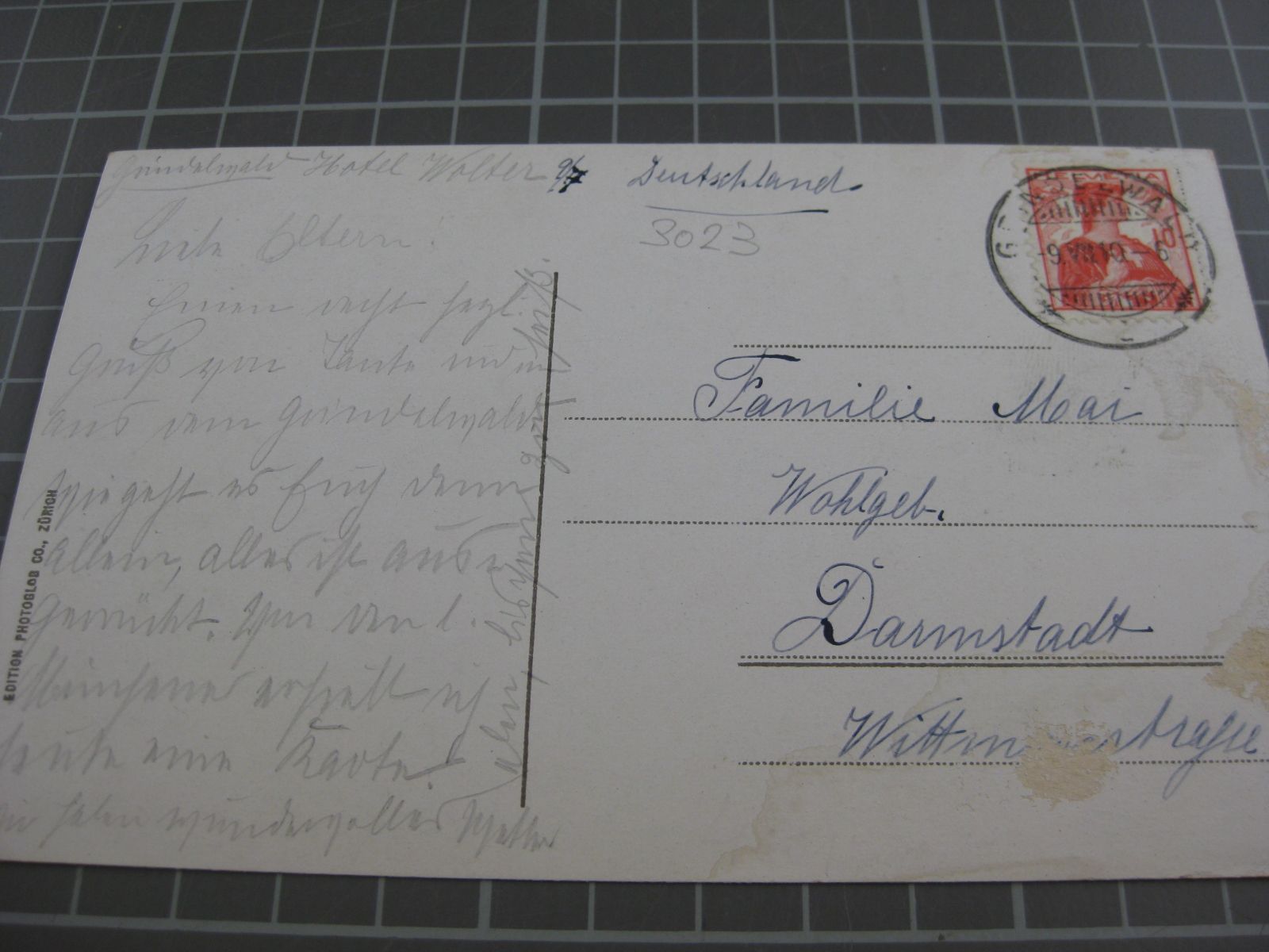 Cartoline postali: AK Grindelwald mit Bahnhof und Zug  – Usato da Malters venduto da Marosko 1