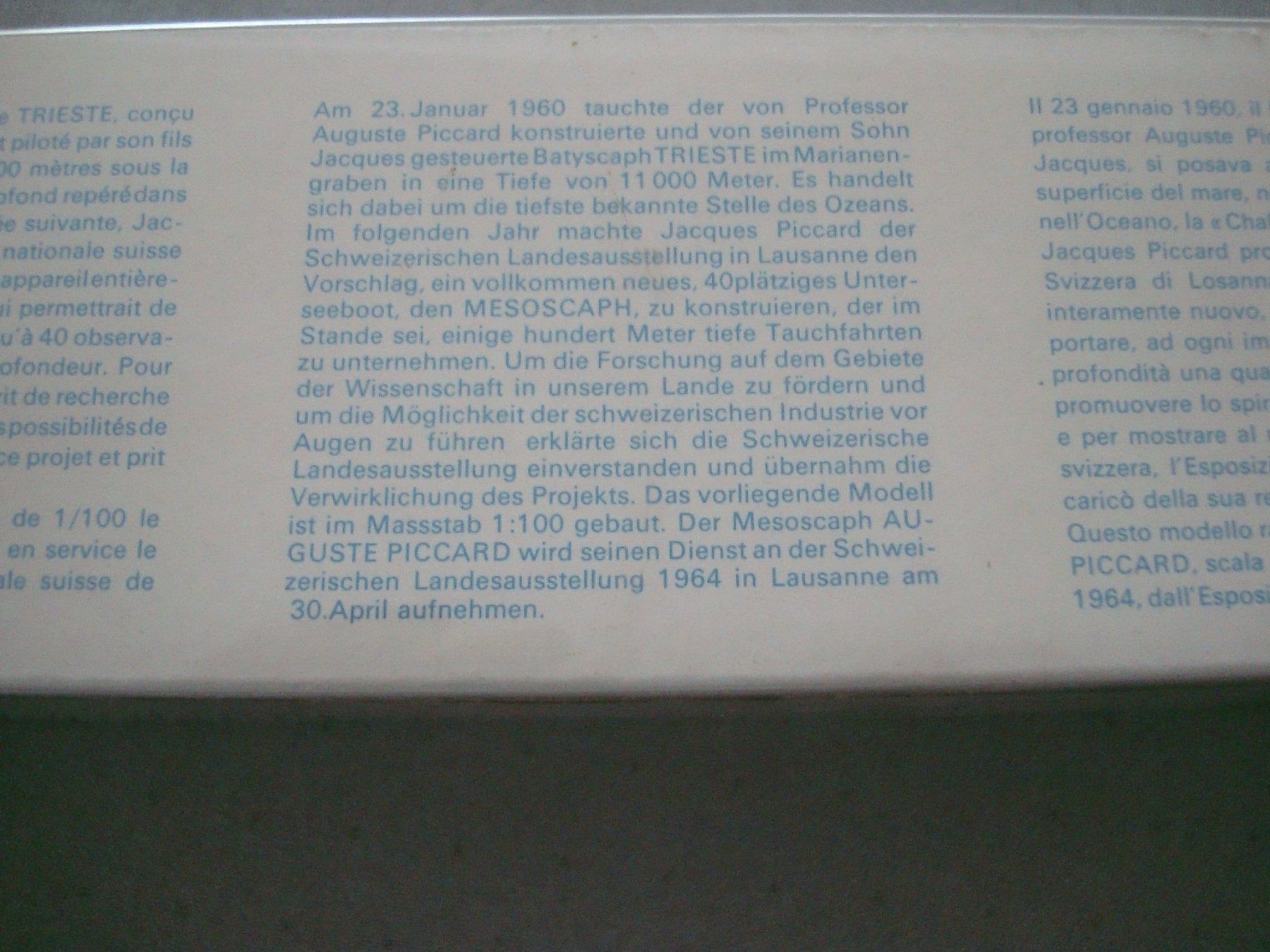 Kit di modellismo & Modellini statici: Mesoscaphe August Picard - EXPO 1964 - Standmodell – Usato da Neuenegg venduto da flohcante 2