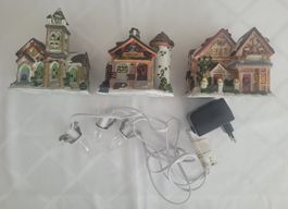 Village de Noël illuminé adaptateur secteur inclus