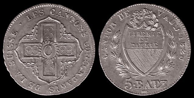Alle Münzen: Vaud 5 batzen 1828 Argent HMZ 2-1002l TTB – Gebraucht aus Cugy VD von bein-numismatics