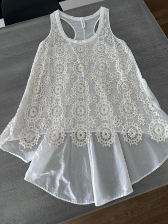 High Sommerliches Top in Weiss mit Spitze, Grösse S/M