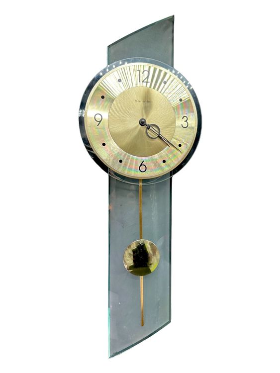 Horloge mural pendule HERMLE quartz en verre et laiton Kaufen auf Ricardo