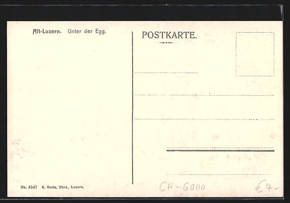 Cartoline postali: Luzern, Alt-Luzern, Unter der Egg, Gem – Usato da Berlin venduto da bartko-reher 1