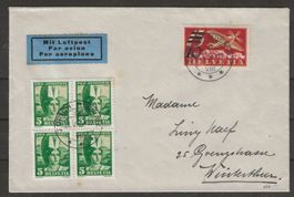 1935 : Flugpost Brief mit Nr. F19b (matter Aufdruck)